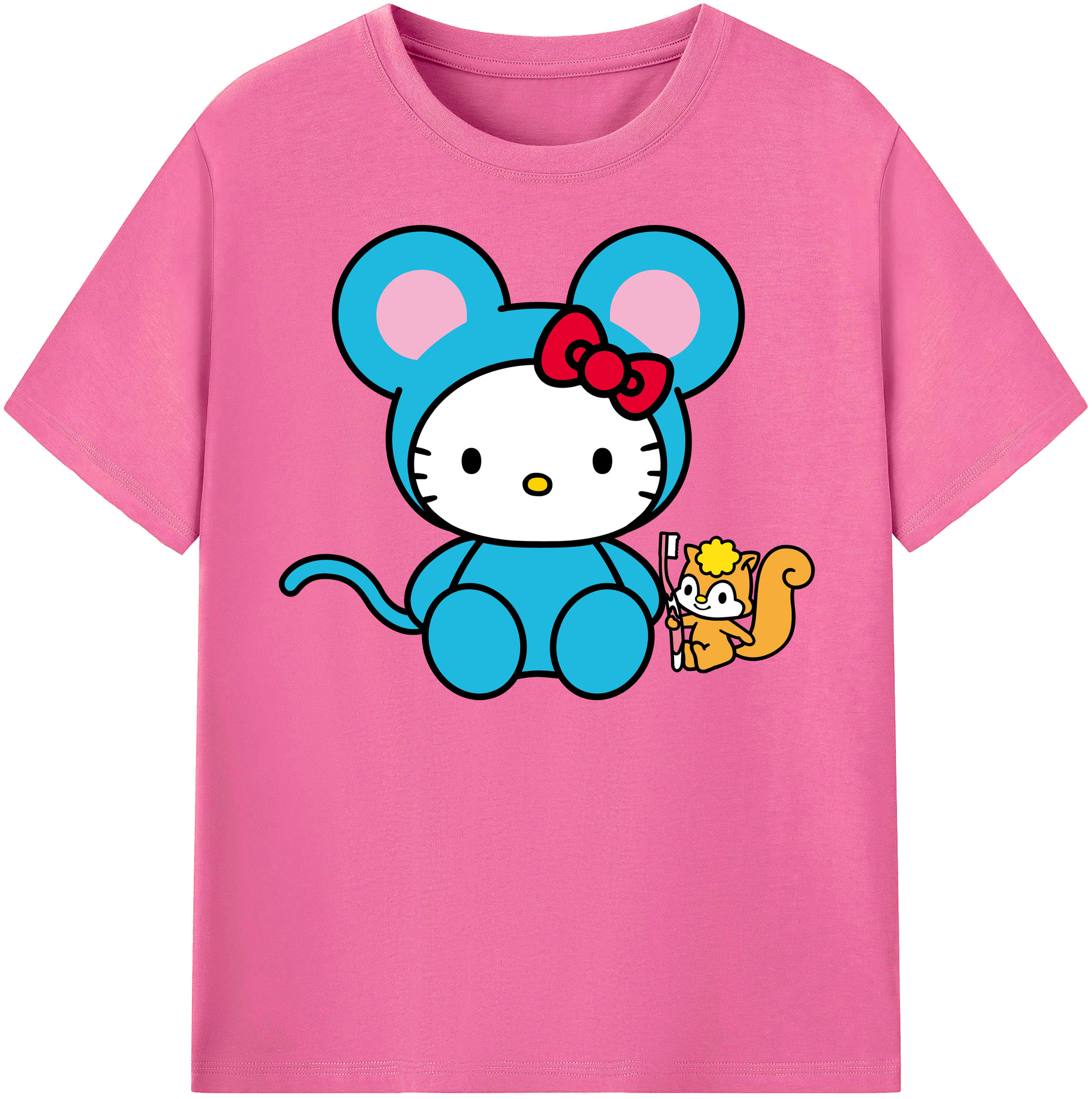 （画像用） Hello Kitty ハローキティ レディースカジュアルプリントTシャツ（綿100％）